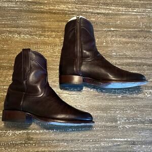 Tecovas Cowboy Boots The Dean Side Zipper Dark Brown Bovine 9.5D